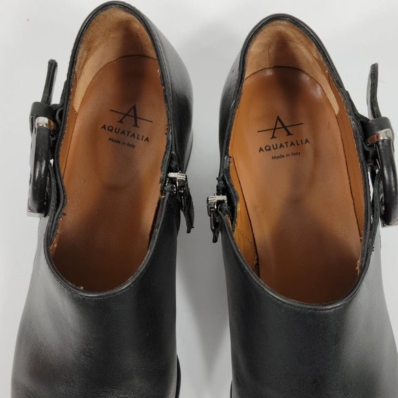 Aquatalia Black Ankle Boots with Buckle - Picture 4 of 11